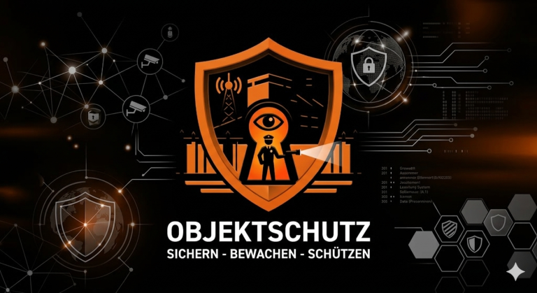 Logo für Objektschutz mit Symbolen für Sicherheit und Schutz - LISCHKA SECURITY UG